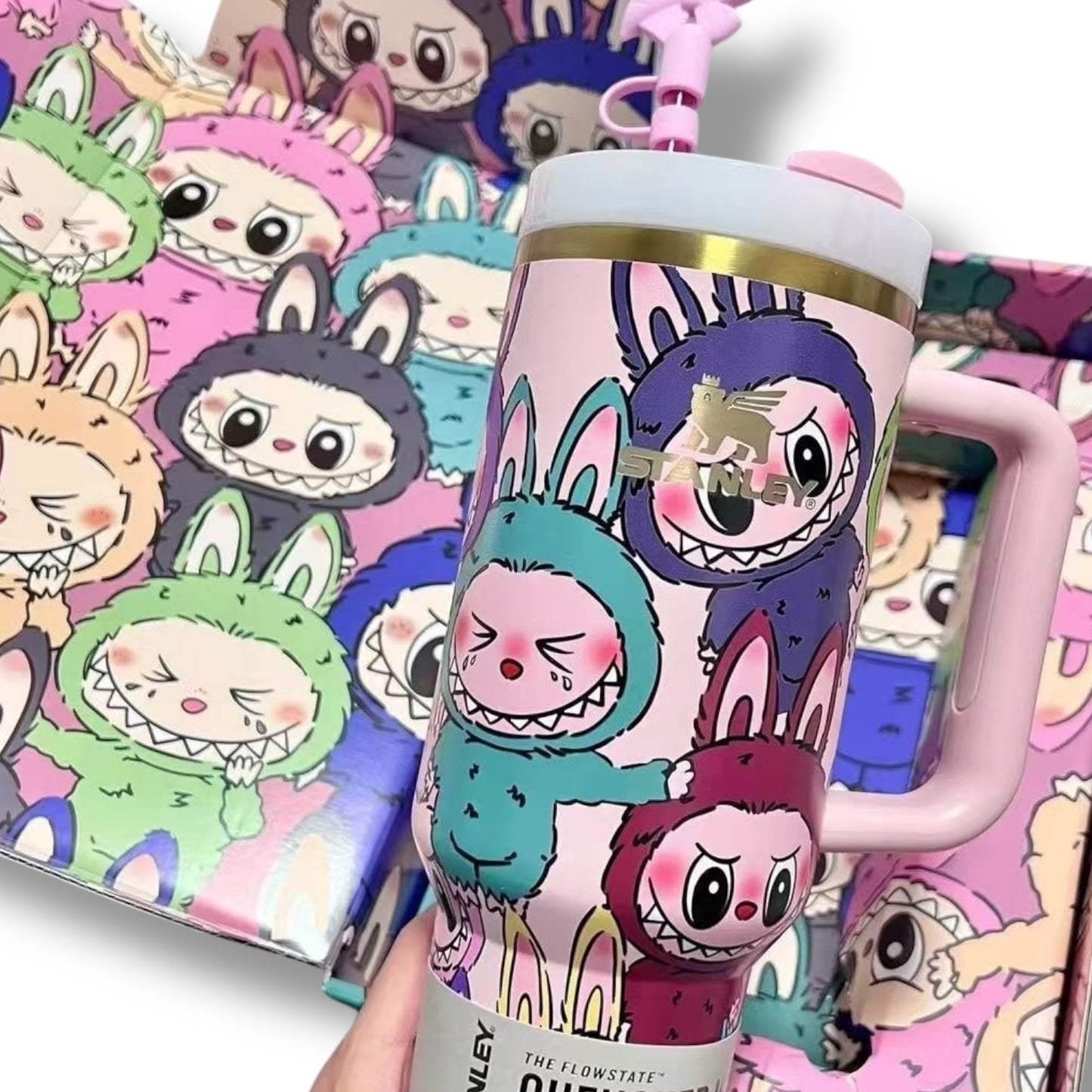 Labubu Quencher 40 OZ, Stanley Tumbler, Little Macaron Monsters Cup