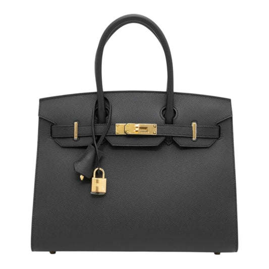 Hermes Birkin Handbag Black Togo with Gold Hardware 30 U Stamp